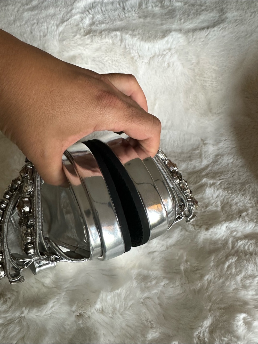 Tory Burch silver sandals with gold and black embellishments - Picture 8 of 12